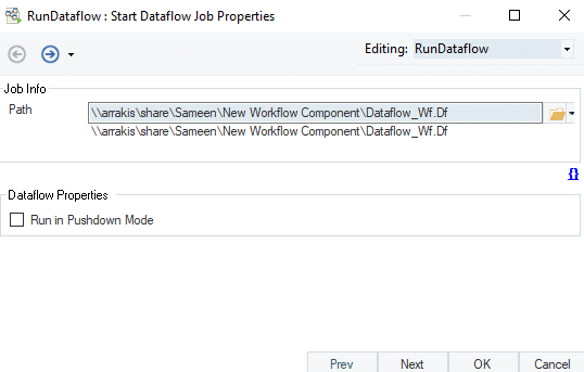 تشغيل كائن Dataflow