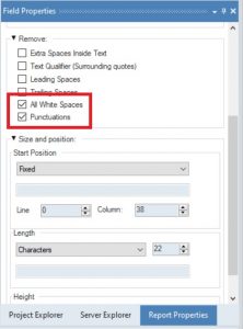 Figure 5: Data Cleansing options in the Field Properties panel