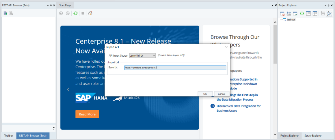 Importing API in the REST API Browser