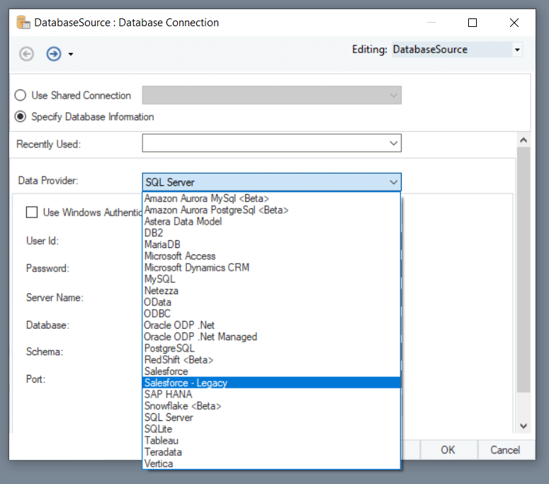 new database connectors