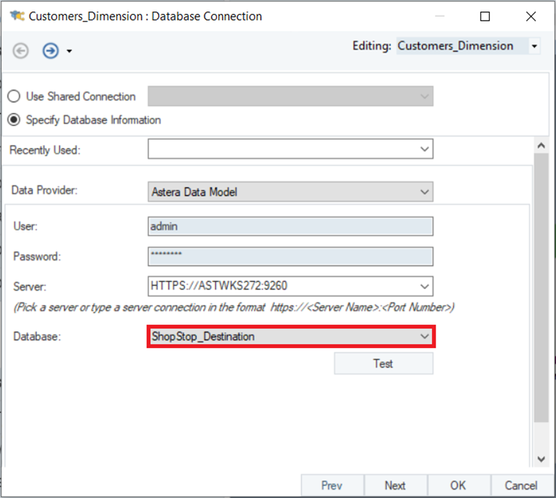 Establecer una conexión de base de datos en ADWB 2