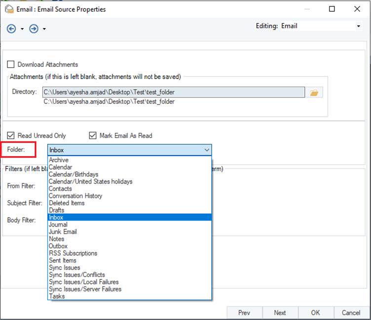 Objet de source de données d'e-mail dans Astera Centerprise