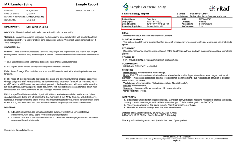 Sample Healthcare Reports