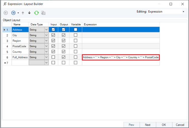 expression builder for data conversion