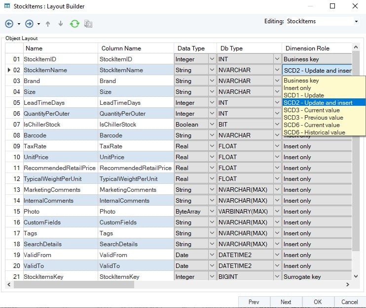 choosing the correct SCD in DW Builder