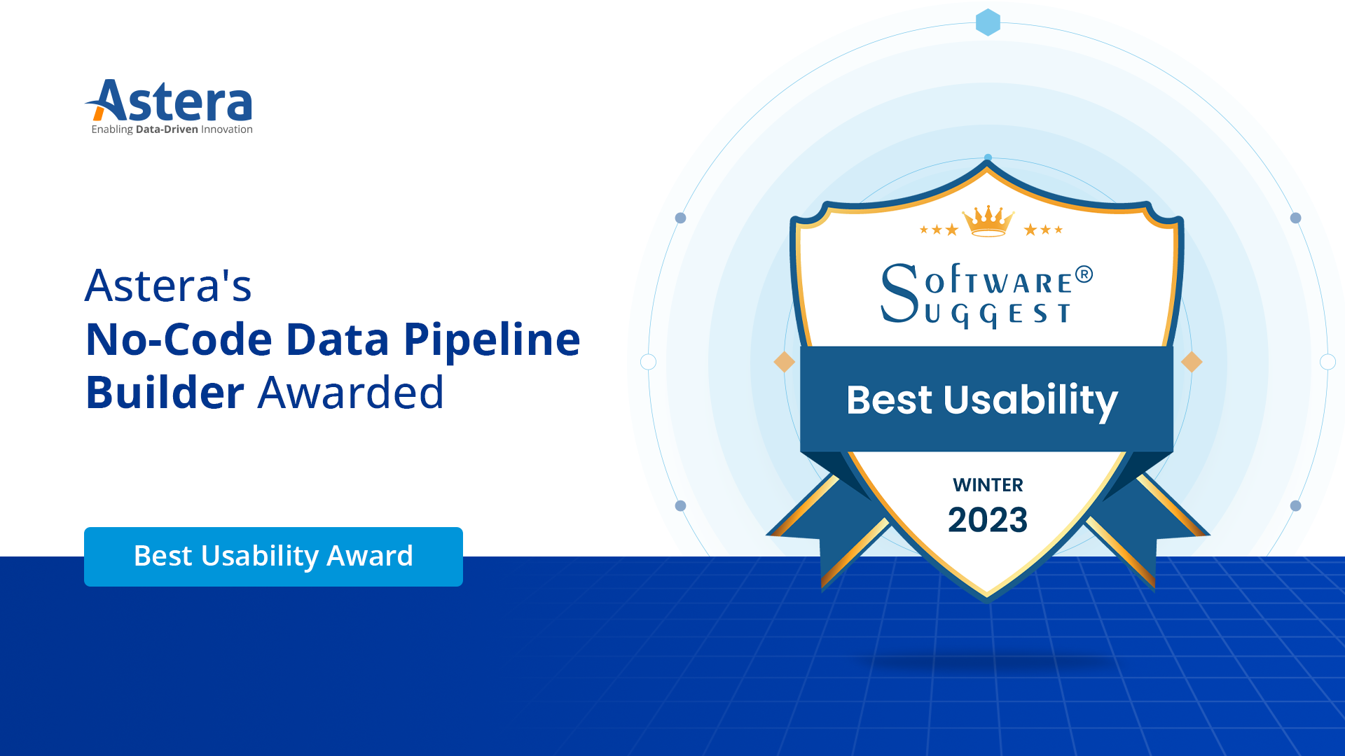 Astera Best Usability Award for No-Code Data Pipeline