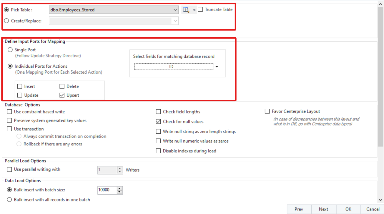 Configuring the database destination in Astera.