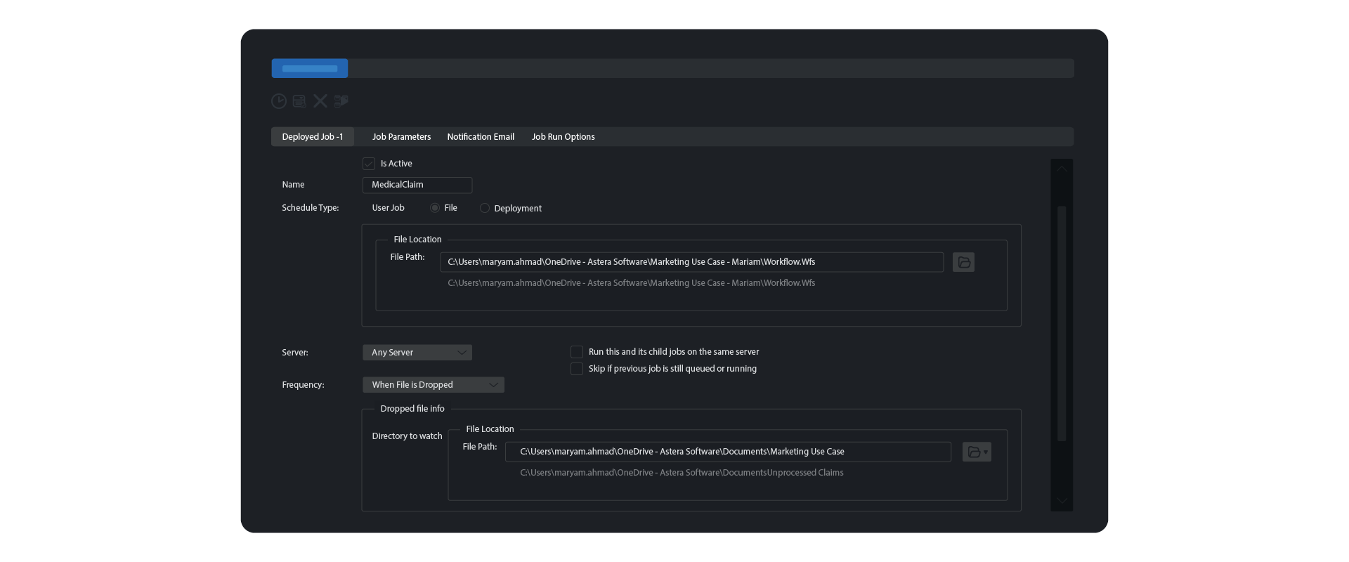 Scheduling file drop automation